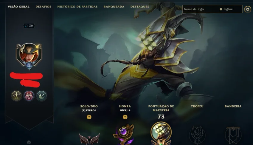 Lol Ferro, Lvl 30, com Skin Lendária, Upada na Mão, 7K Ea