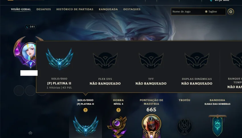 Platina 3 com TODOS os Champs e 161 Skins ( MID / JG / ADC )