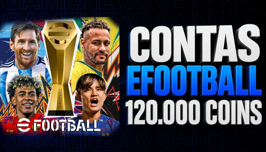 Contas Efootball 10000 Moedas Amarela 100-120 Jogadores