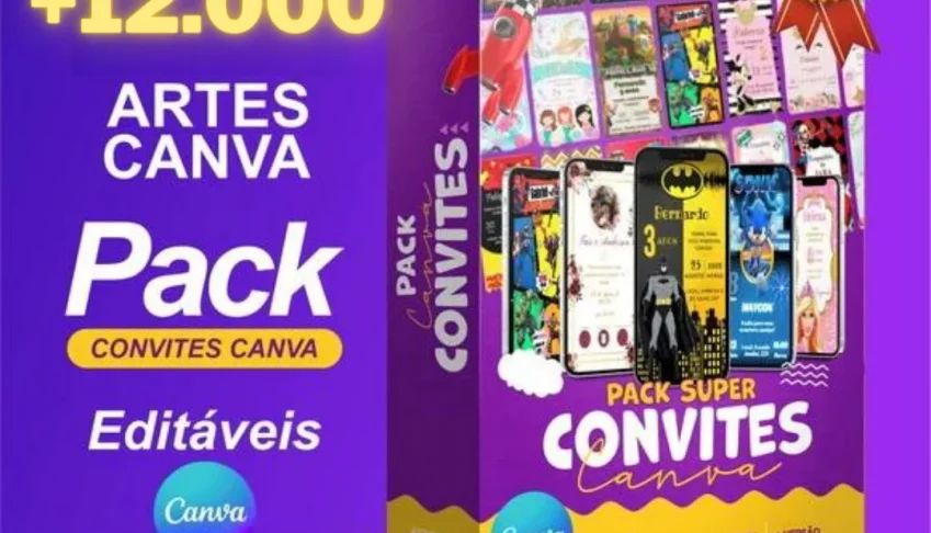 + De 12.000 Artes Editáveis Do Canvas + Envio Automático