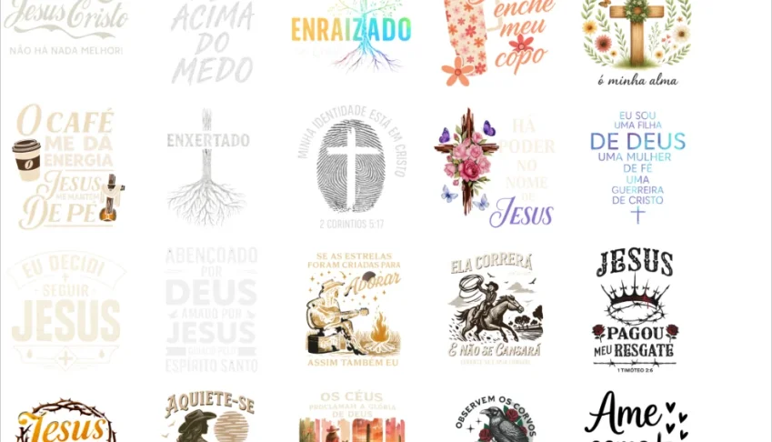 + De 300 Estampas Gospel em PNG separada por categorias