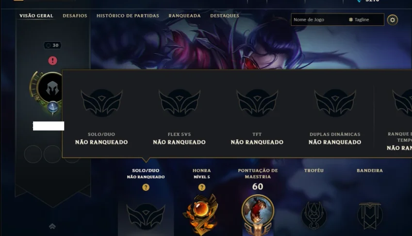 Unranked com 40 Champs e 8 Skins
