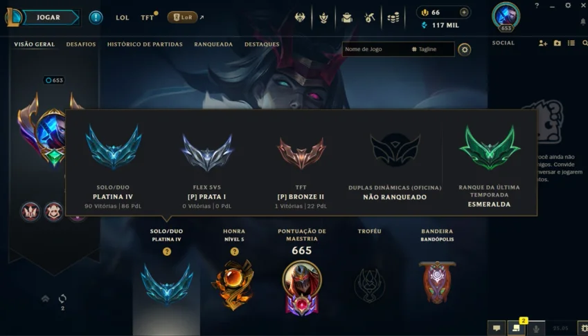 Conta League Of Legends Level 653. 170 Skins Todos Champions
