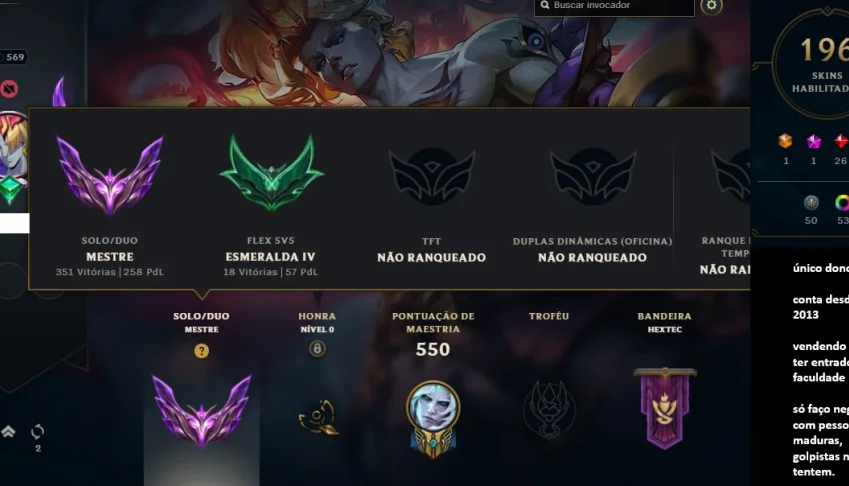 Conta mestre league of legends e valorant