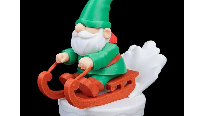 Gnomo de Natal no Trenó em Impressão 3D