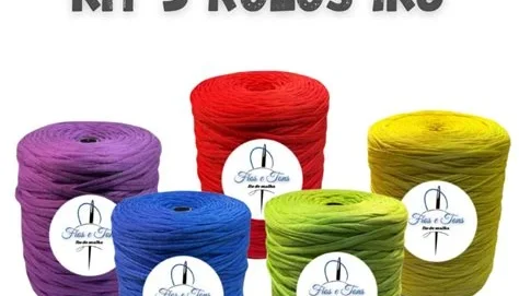 Fio de Malha para Crochê — Kit com 5 Rolos