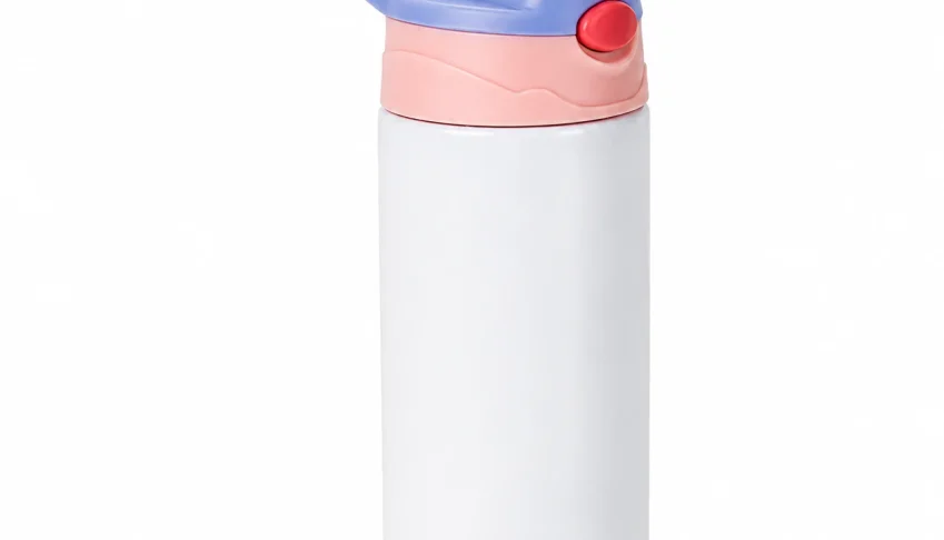 Squeeze de Alumínio Branco com Tampa Rosa - 300 ml