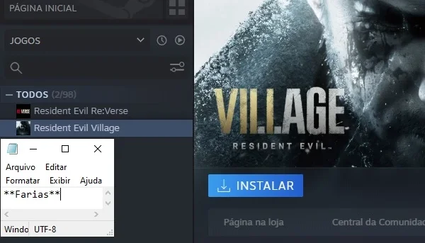 Conta STEAM com Resident Evil Village