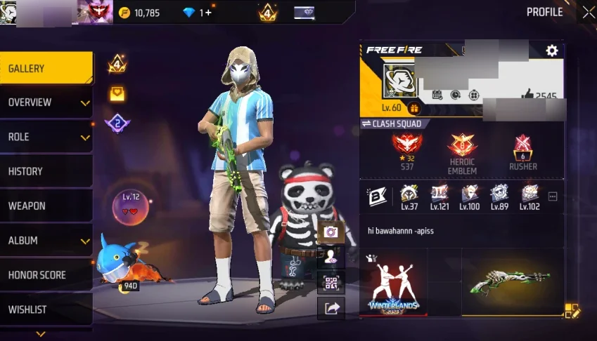 Free Fire High-End Account LV60 | MP40 Uchiha | M1887