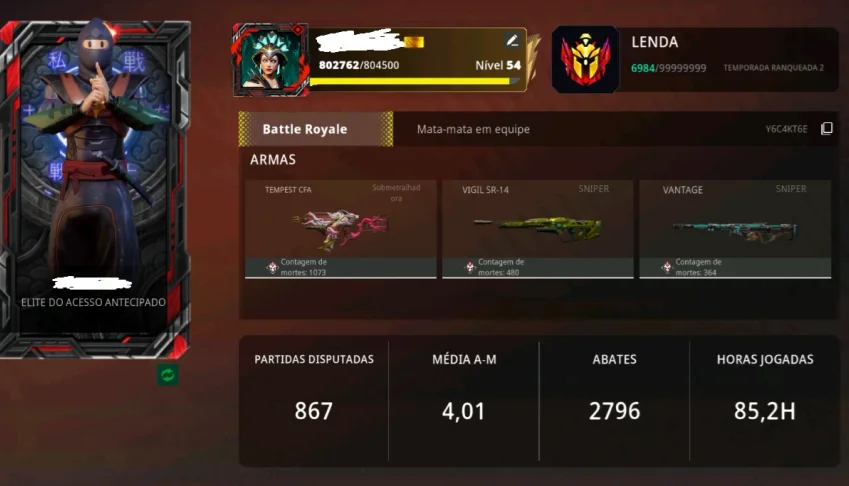 Conta Acesso Antecipado Prime Rush, Pass Ninja, Medusa, Todo