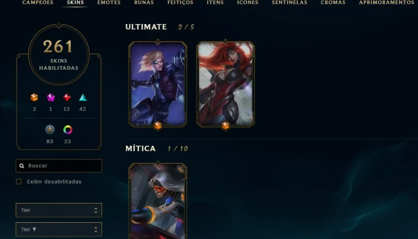 CONTA NO LOL 261 SKINS, 12 GEMAS e 23 CHROMAS.