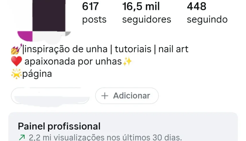 Perfil de Unhas/Nail Art Exclusivo 16,7k Seguidores Orgânico