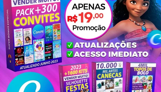Pack 4 em 1 +400 Cartões Digita Pack Festa Completo + 4mil