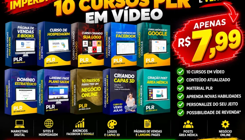 🔥 Pack 10 Cursos Plr Em Vídeo | Só R$ 7,99