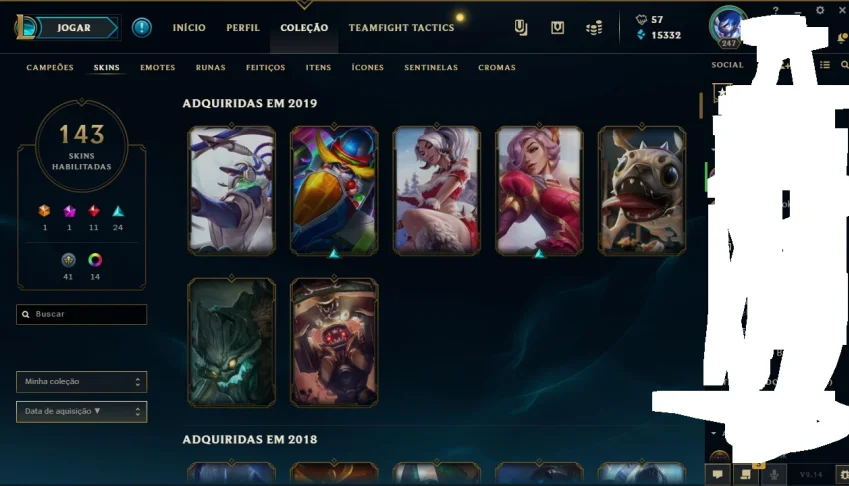 Conta de lol platina  143 skins