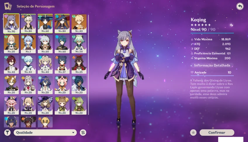 Conta Genshin Impact AR 51, com vários 5 Estrelas e const