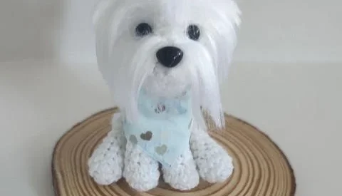 Miniatura Westie Terrier- Amigurumi de Crochê com Feltragem