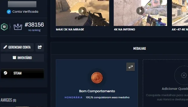 CONTA STEAM COM CS2 PRIME, FACA , CONTA GC COM VERIFICADO 
