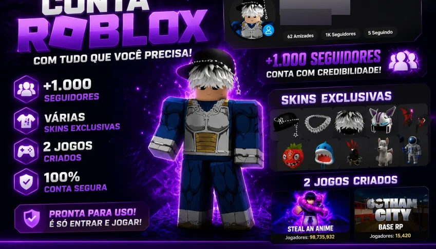 Conta Roblox Completa | 1K Seguidores