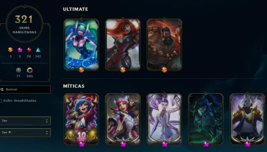 CONTA PLAT 2 / VARIAS SKINS LOL E TFT