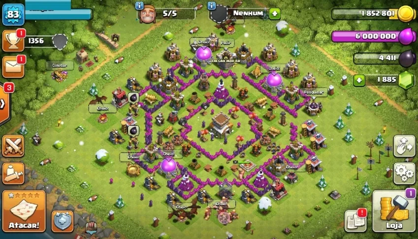 CONTA CLASH OF CLANS CV 8 QUASE FULL NIVEL 87