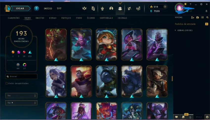 Conta Lol Skins Ultimate E Miticas, SEM RANK, 305 Em