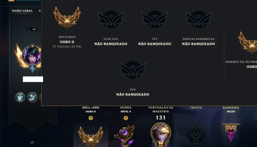 Ouro 2 com 65 Champs e 11 Skins