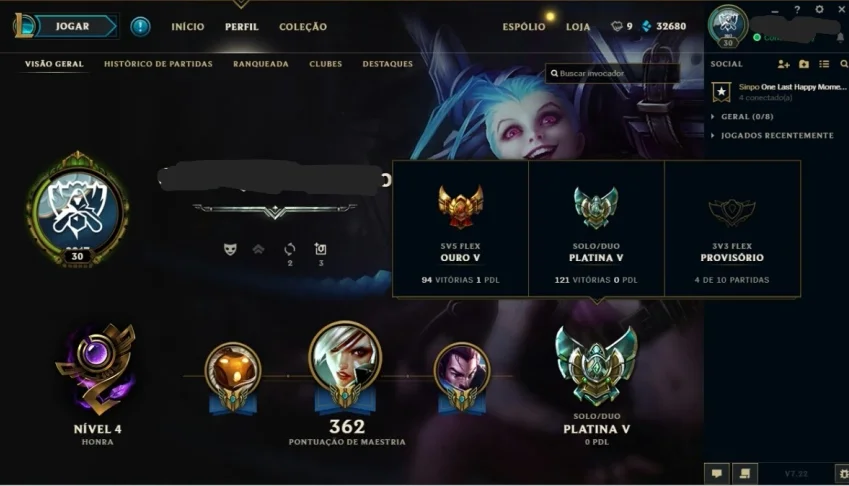 Conta Platina 5 League of Legends