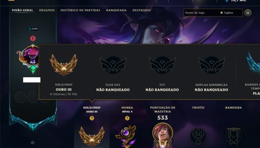 Ouro 3 com TODOS os Champs e 66 Skins