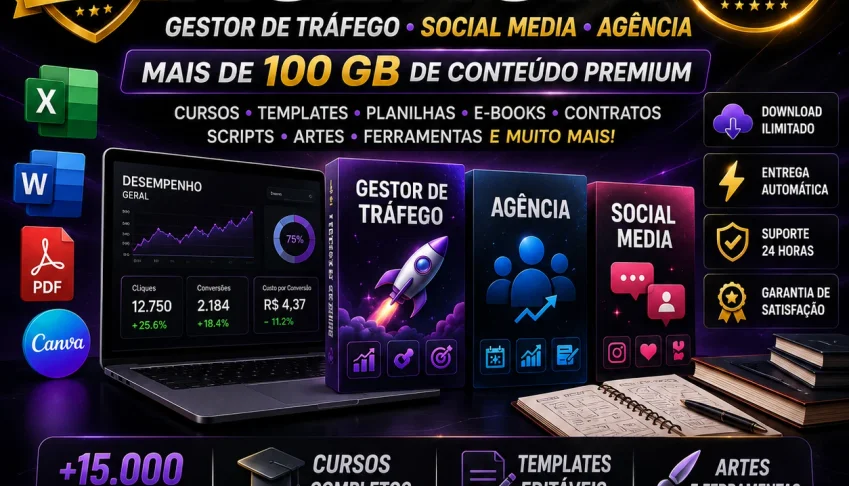 Pack completo para Gestor de Tráfego, Social Media e Agência