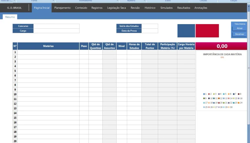 Planilha Excel - VBA Gerência e Controle de Estudos PRO