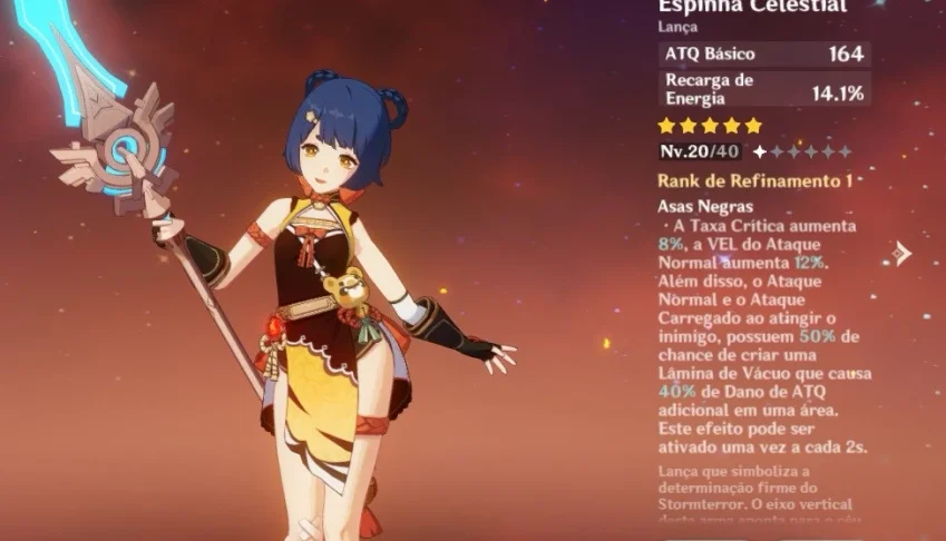 Genshin - Espinha Celestial + Codex de Favonius AR 5 -10