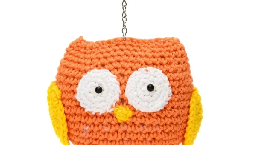 Chaveiro Coruja laranja em amigurumi