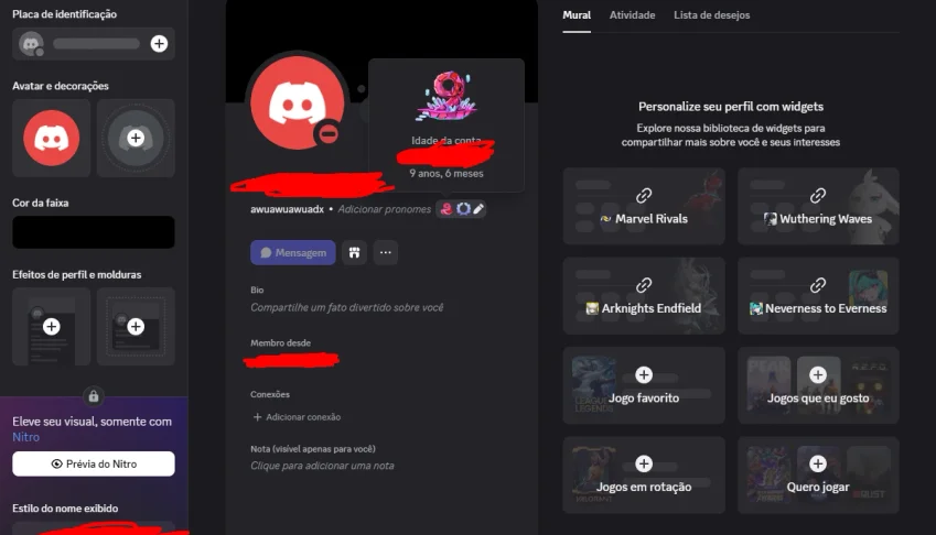 Conta discord 2017 march com insignia de carvalho 9 anos