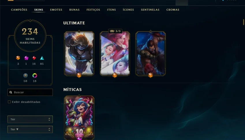 Conta League of Legends - TODOS os campeões!! 234 SKINS!!