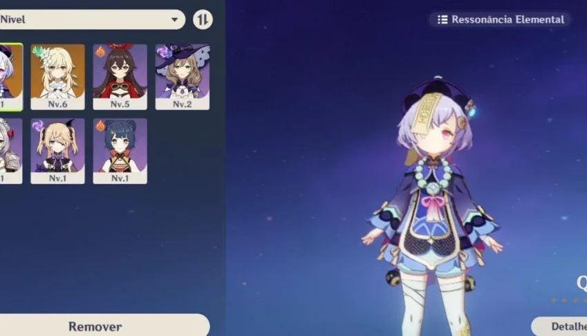 (AR7) Qiqi + Fischl + Xiangling + Espada de Favonius