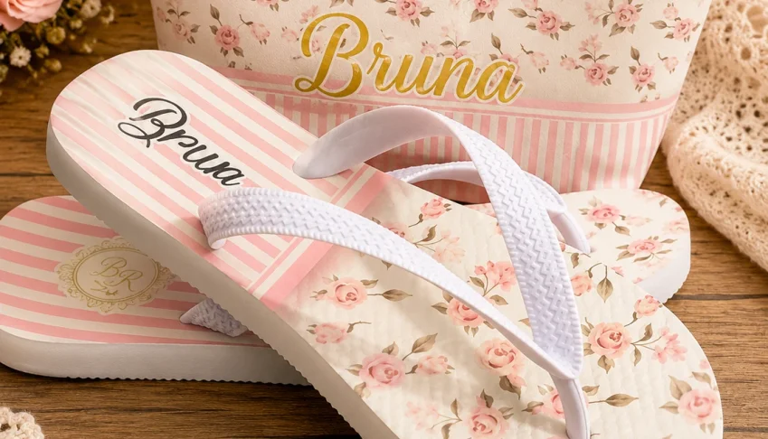 Kit Chinelos Personalizados Adulto e Infantil com Necessaire