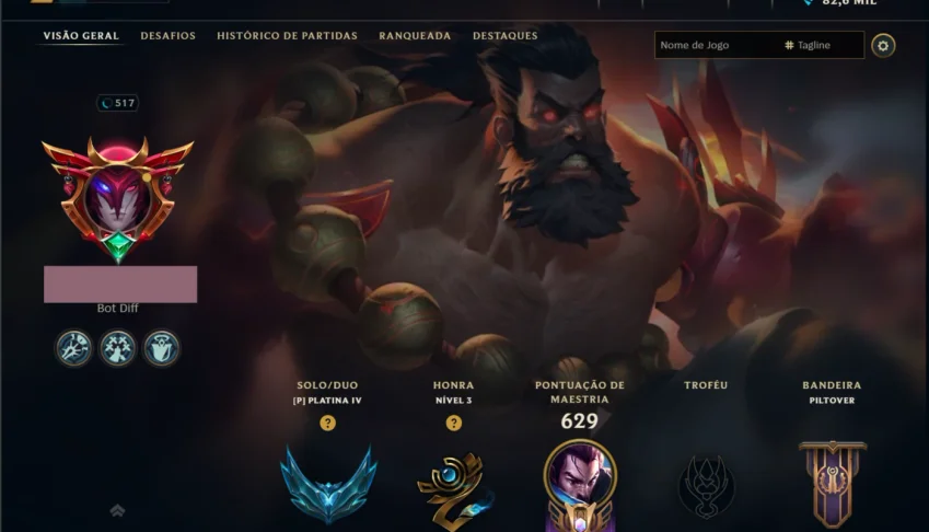 Conta Lol 139 Skins Level 517 (Todos os Campeões)