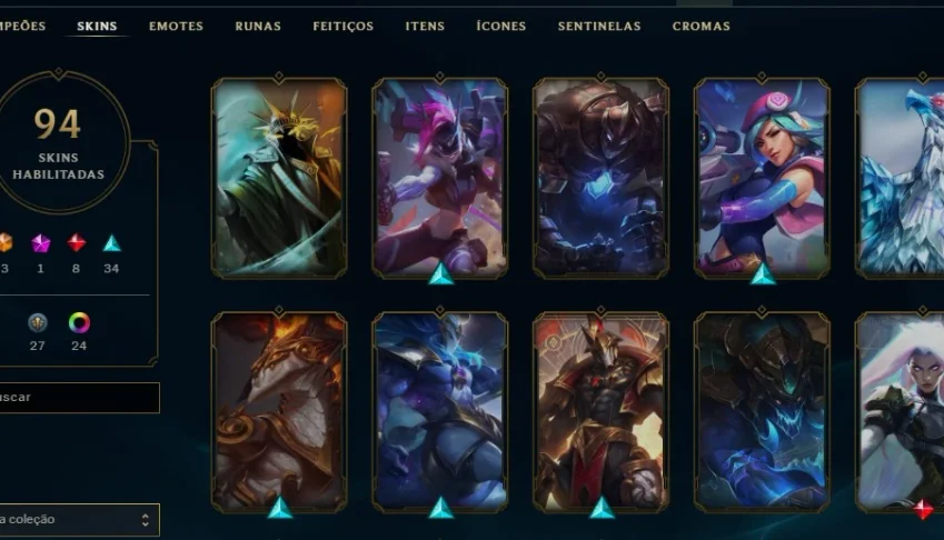 Conta league of legends com 94 Skins