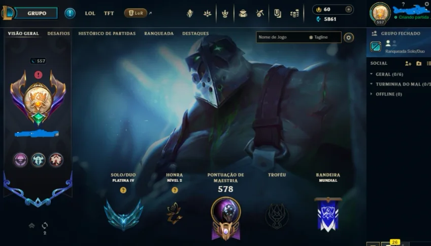 Vendo conta league of legends platina 4 todos os champs