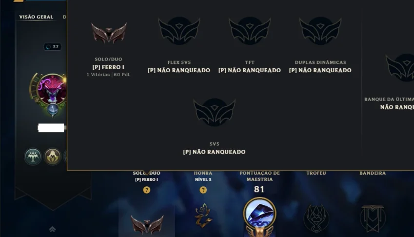 Ferro 1 com 35 Champs e 50 Skins