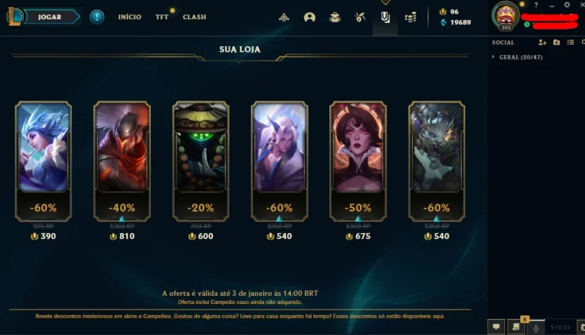 Conta de Lol diamond maior elo mestre 300pdl