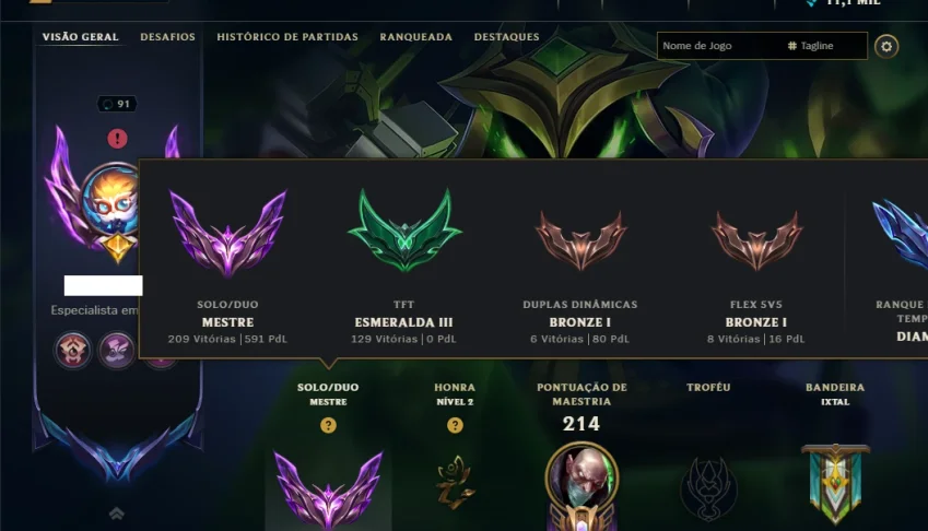 Mestre com 120 Champs e 41 Skins ( 591 PDL )