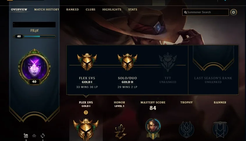 Conta de league of legends