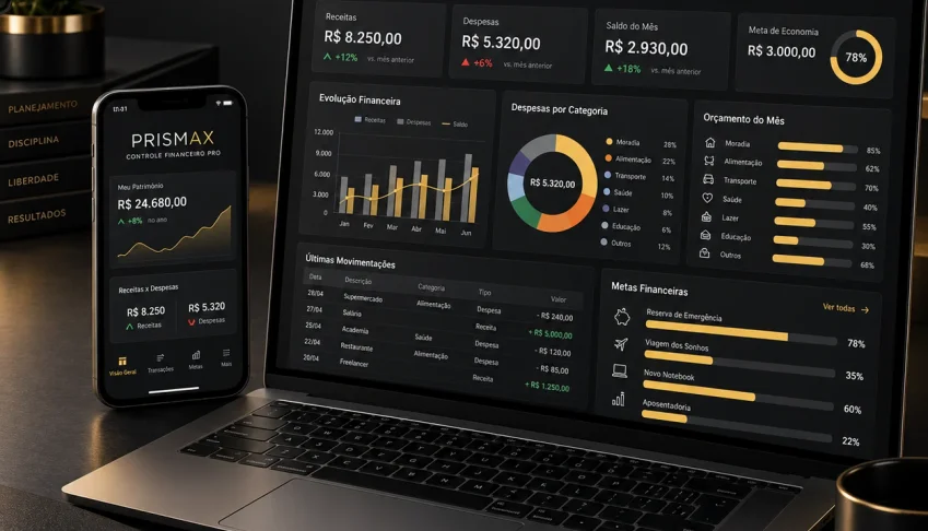 PRISMAX Controle Financeiro PRO | Planilha Excel Completa