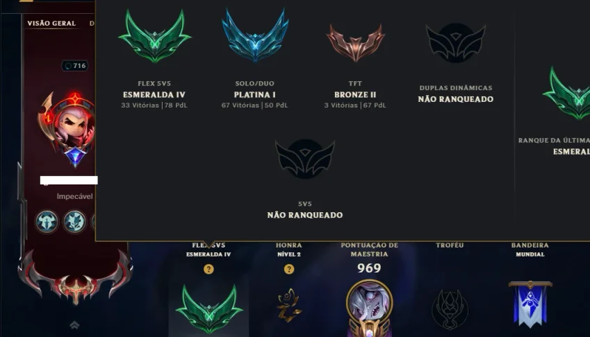 Platina 1 com TODOS os Champs e 370 Skins +9 Prestigios