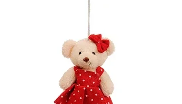 Ursinha com Vestido Vermelho de Poá (11 cm)