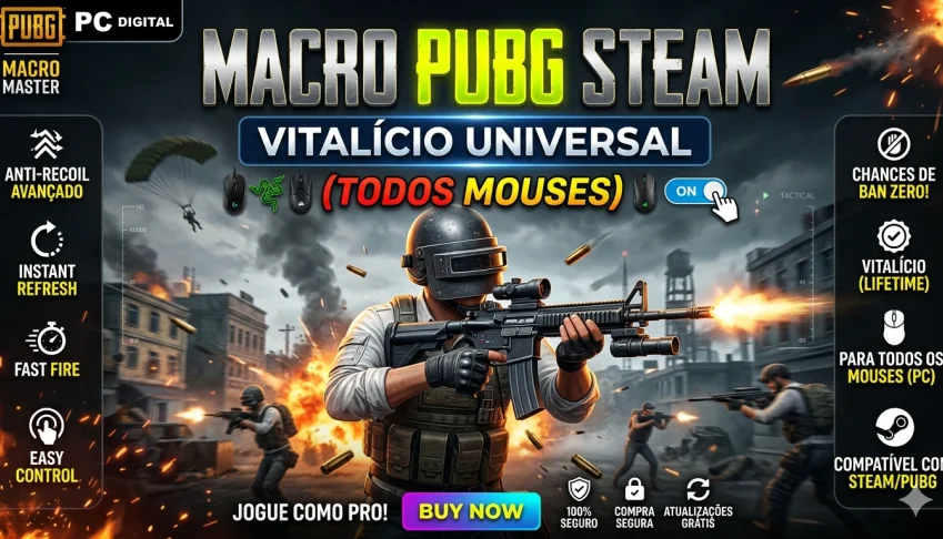 Macro PUBG Steam – Vitalício Universal (Todos Mouses)