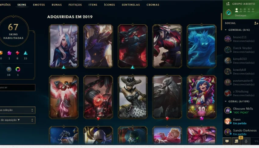 Vendo Conta League of Legends 128 campeões 64 skins