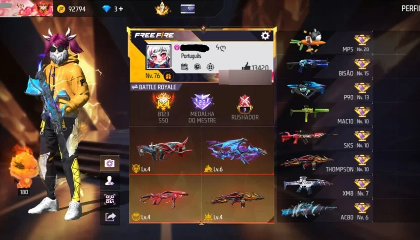 Conta gemada free fire prime 7